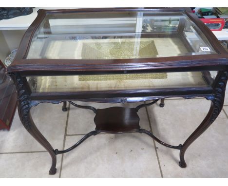 A late 19th Century Chippendale style mahogany Bijoutorie table in carved cabriole legs,  80cm W x 50cm D x 80cm H 