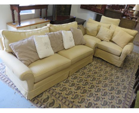 A Duresta three seater sofa with scatter cushions and a matching smaller sofa 