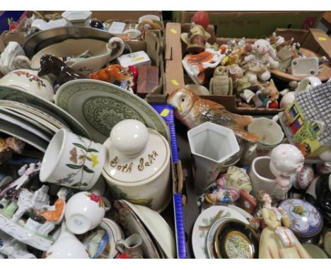 Four trays of assorted ceramics to include Portmeirion etc 