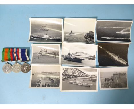 A WWII trio of medals awarded to FX70308 R. G. Meek CAF(E) HMS Daedalus: Defence, War Medal and Long Service and Good Conduct