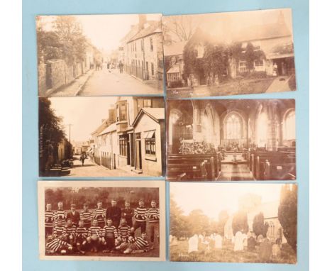 Ten W R Gay RP postcards of South Brent, including Royal Oak Hotel (x2), 1903 rugby team, manor house, church (x4), vicarage,