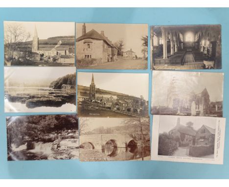 Twenty-three W R Gay RP postcards of Ermington and River Erme, including the church, vicarage, Methodist chapel, shops and on
