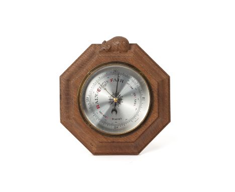 A ROBERT 'MOUSEMAN' THOMPSON WORKSHOPS OAK BAROMETER
Octagonal with carved mouse signature to top
21.5cm wide
Condition: Cond