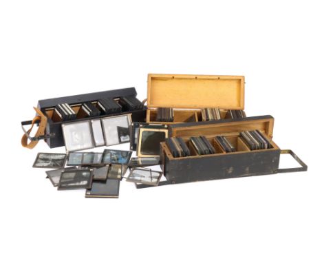 Collection of Magic Lantern Slides, comprising of 2 pine cases containing various slides including London, Bristol, HMS Phoeb