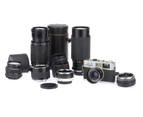 A Mixed Selection of Photographic Items, to include an Olympus 35 RC, a Super-Multi-Coated Takumar f/1.8 55mm lens, a Bell &a