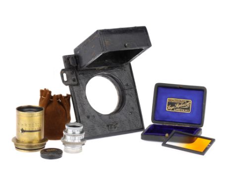 A Selection of Large Format Lenses &amp; Parts, to include a Carl Zeiss Jena Tessar f/2.7 2cm, body VG, optics G, together wi