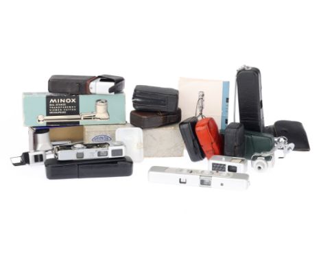 A Minox C Subminiature Camera and Minox Accessories chrome, 1969-79, together with a Minosix meter with case, a boxed transpa