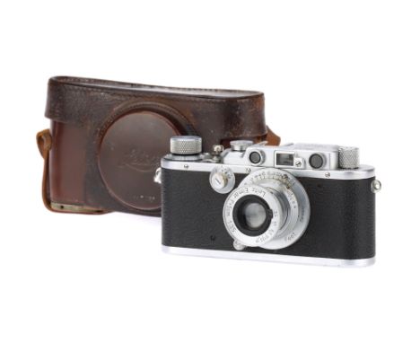 A Leitz Wetzlar Leica III Rangefinder 35mm Camera chrome, 1934, serial no.127362, with Leitz Elmar f/3.5 5cm lens, 1941, seri