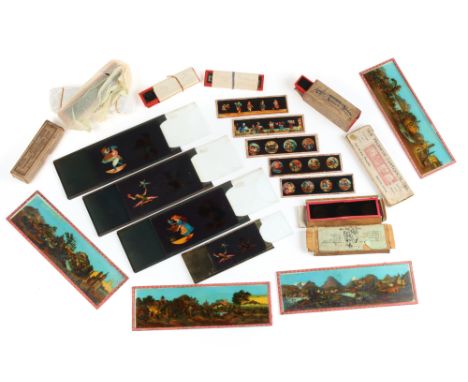 Collection of Continental Magic Lantern Slide Sets comprising of various sets and part sets with 4 sets in card cases and the