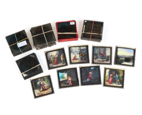 Collection of Victorian Magic Lantern Slides, including a set titled 'Our Storm Warriors', 'The New Kingdom', and a few mixed