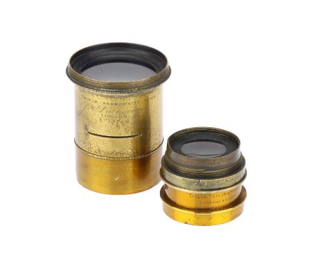 A Taylor Taylor &amp; Hobson and a J.H. Dallmeyer Brass Lenses comprising a Taylor, Taylor &amp; Hobson Cooke Series III 4¼ x