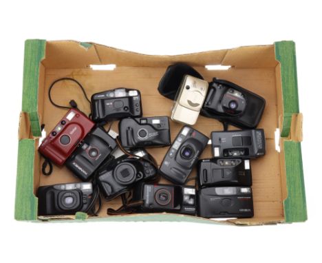 A Tray of Compact 35mm Film Cameras comprising 13 cameras, including Nikon Lite Touch Zoom 70W AF, Minolta Memory Maker III, 