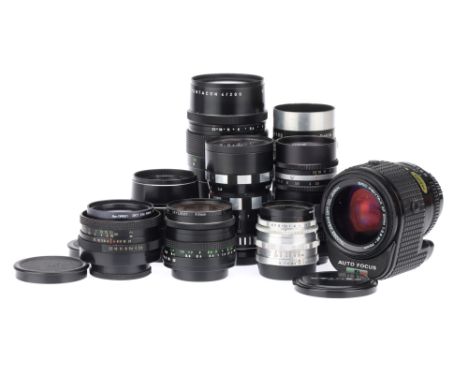 A Mixed Selection of Camera Lenses, to include an SMC Pentax AF Zoom f/2.8 35-70mm lens, body VG, optics G, some very light h