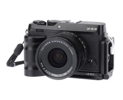 A Fujifilm X-E3 APS-C Mirrorless Digital Camera black, serial no. 8CQ00072, with a Fujinon Aspherical Super EBC XF f/2.8 14mm