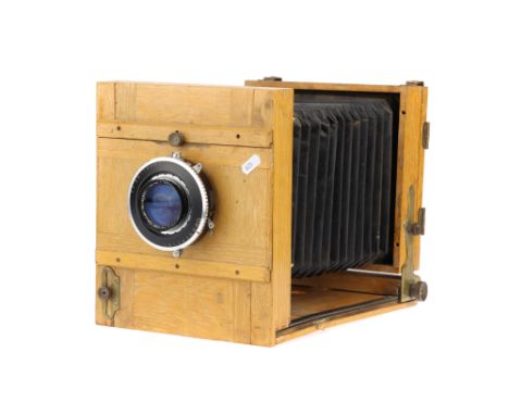 A Home-Made 7 x 5in Tailboard Camera a traditional construction wooden tailboard camera with brass fittings, a Yamasaki Comme
