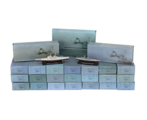 Good collection of small scale model Warships, Approximately 25 DeAgostini Military model Warships, c2010 , including HMS Hoo