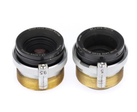 Two Leitz Leica Focotar Enlarger Lenses, both bodies G-VG, both in Focotar housing, optics G, some haze present &amp; light c