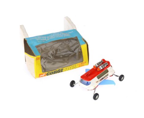 Boxed Corgi Lunar Bug, no.806, white and red design with blue wings, model good but slight discolouration to the stickers and