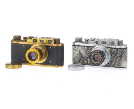 Two Novelty Third Party Made Leica Cameras, to include a brass 'Leica', bodyu G, shutter working, together with a 'Leitz Elma