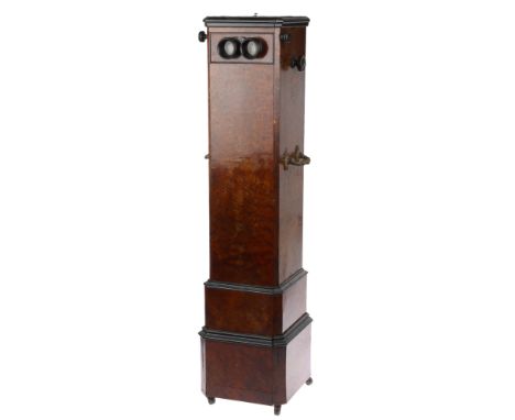 A Large Unmarked Walnut Stereo Viewer, 126cm tall, some small areas of damage to veneer &amp; handles, still fully functional