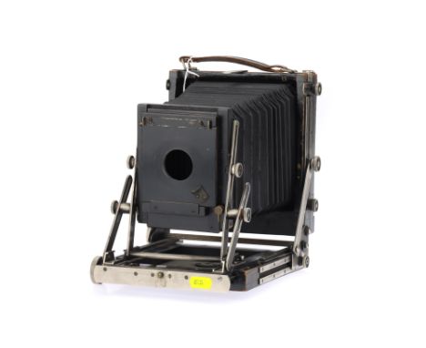5 x 4 Field Camera, English, unsigned, with rack and pinion focusing to the front and rear, glass focusing screen to accept K
