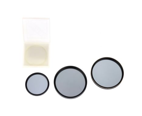 A Selection of Three Camera Lens Filters, to include two Heliopan Linear Polarisers 95mm ⌀, together with a Hasselblad Linear
