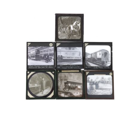 Collection of Magic Lantern Slides of Transport, images include, a slide titled in ink 'London General OmnibusCar: Hydrostati