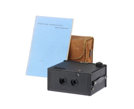 Thorton Pickard Stereo Puck, Thorton Pickard Stereo 120 roll film stereo camera, in original case with a book on stereo photo