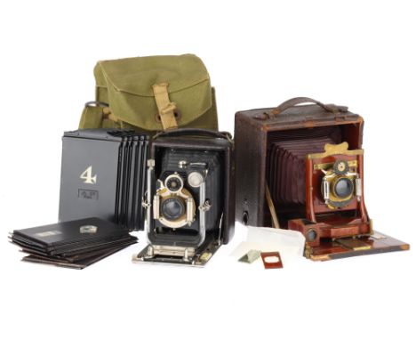 Collection of Cameras, Comprising of a American (?) hand and stand type camera engraved above the lens IMPERIAL and to the ba