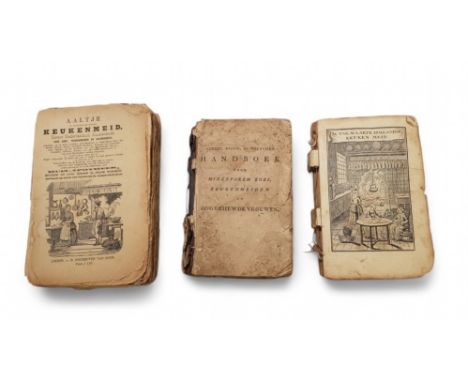 Een convoluut van drie antiquarische, zeldzame kookboeken: Geheel nieuw, en volkomen handboek voor minervaren koks, keukenmei