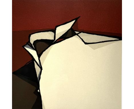 Boardsnede getiteld "Aurore" door Alfons Klement (1930-2000). Linksonder oplagenummer 66/90  en vermelding eigen druk, rechts