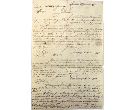 Correspondentie van Merchants Newton &amp; Gordon, later ook vermelding van Johnston &amp; Murdoch bestaande uit dertien hand