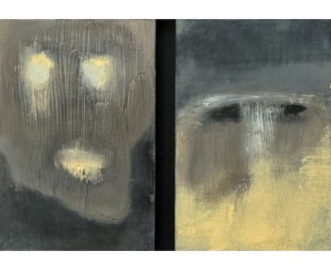 Schilderij met de titel "kijk het beest maar in de bek" door Esther van Dijk (1971). Olieverf en acryl op paneel, gesigneerd 