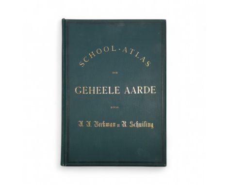 A. A. Beekman en R. Schuiling: School-atlas der geheele aarde. Zutphen: W. J. Thieme, 1894. In groene linnen stempelband met 