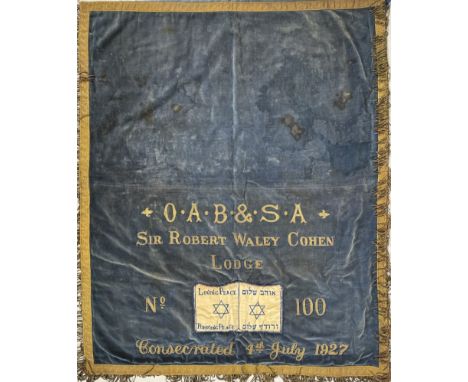 Joodse torahmantel, gemaakt ter gelegenheid van de inwijding van de Sir Robert Waley Cohen Lodge op 4 juli 1927 in Southampto