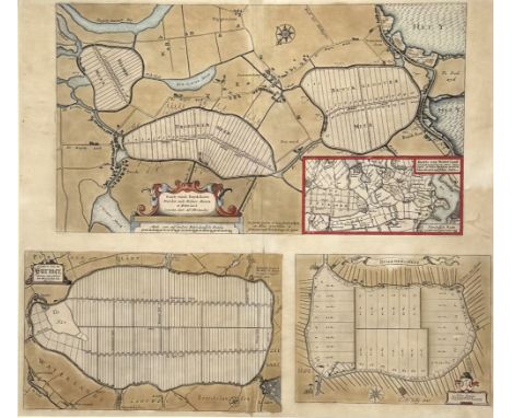 Kaart van de "Buyck-Slooter, Broecker, ende Belmer Meeren, als mede de Purmer...". De kaart toont de droogmakerijen in Noord-