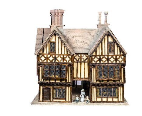 A Jim Hensley Trigger Pond 1/24th scale timbered Dickensian The Angel Inn modern miniaturist dolls’ house circa 1993, front a