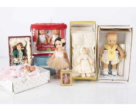 Recent collector’s dolls,  a Kathe Kruse Becca for UFDC, in original box with certificate —5 1/4in. (13cm.) high; a Madame Al