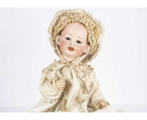 A rare Hertel Schwab for Kley &amp; Hahn 159 two-faced character baby, one side with brown sleeping eyes, open/closed smiling