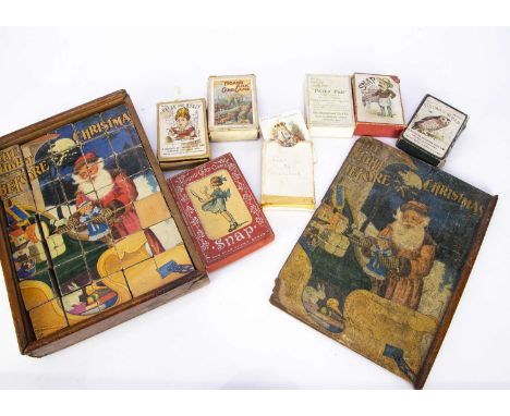 A Samuel Gabriel &amp; Sons Co The Night Before Christmas picture blocks, in original wooden box with sliding lid —11 3/4in. 