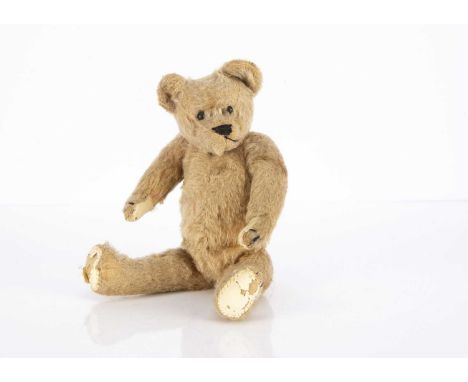 Happy Memories - an early Teddy Bear 1910-20 with golden mohair, black boot button eyes, pronounced muzzle, black stitched no