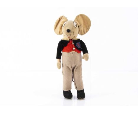 A Chad Valley Teddy Tail mouse circa 1930,  with cream velvet head, wired ears and hands, painted features, black velvet nose