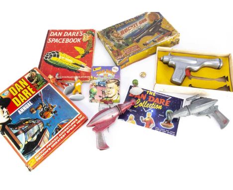 Frank Hampson’s Dan Dare toys and books, two Lone Star die-cast ray guns —7 3/4in. (19.5cm.) long (one heavy paint loss and o