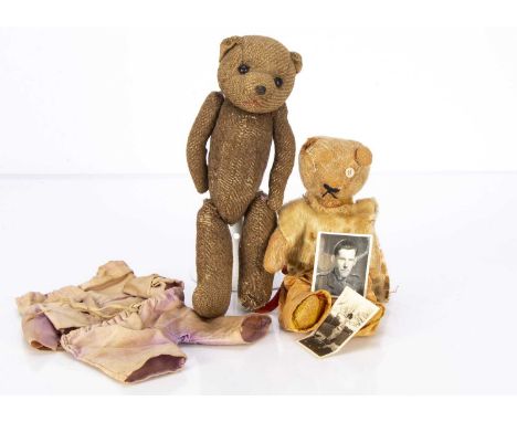 A very early Teddy Bear circa 1904 and 1920s German Teddy Bear the childhood toys of father and son with military connections