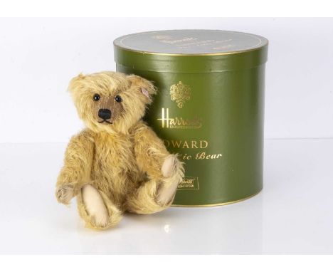 A Steiff limited edition Harrods Edward The Attic Teddy Bear, 378 of 1500, with certificate presented in a Harrods's green ha