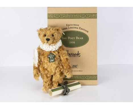 A Steiff limited edition Harrods Musical Poet Teddy Bear, 717 of 2000, in original box with certificate, 1998 (small tear to 