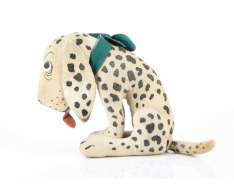 A Dean’s Rag Book Co Dismal Desmond the Dalmatian late 1920s, of black printed brushed white cotton, linen button, pink velve