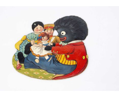 A rare Raphael Tuck &amp; Sons Nursery Rocker The Glad Golliwog circa 1908, chromolithographic embossed cardboard, hinged rig