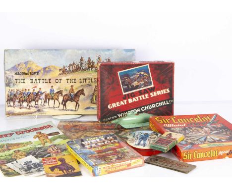 Boys adventure series toys and games, a Waddington’s The Battle of Little Big Horn; Chad Valley Zorro Race Game; William Tell