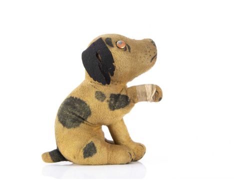 A Dean’s Rag Book Co Tatters the Hospital Pup circa 1928, designed by Richard Ellett, of light brown brushed cotton with blac